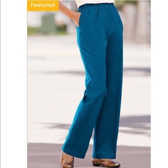 🆕 Drapers & Damons vintage straight leg teal pull on pants plus sz 18 high rise - Picture 1 of 7